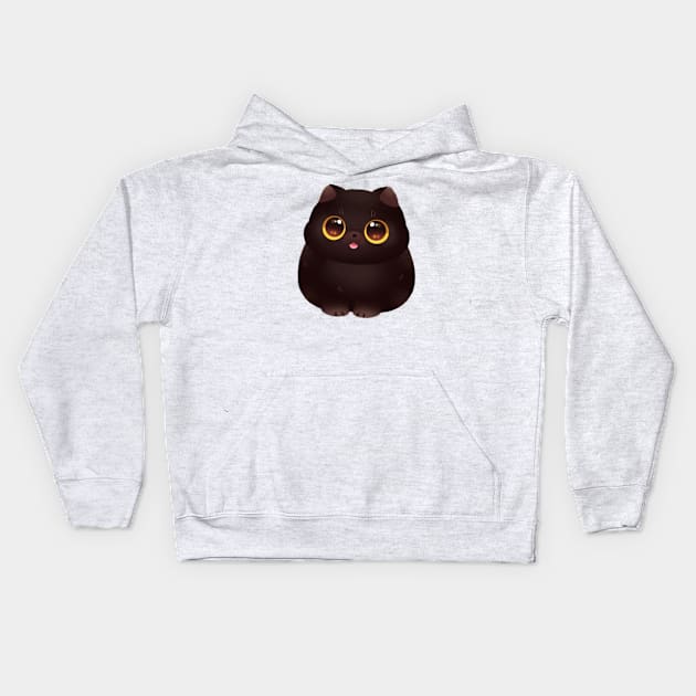 Chonky Black Cat Kids Hoodie by Riacchie Illustrations